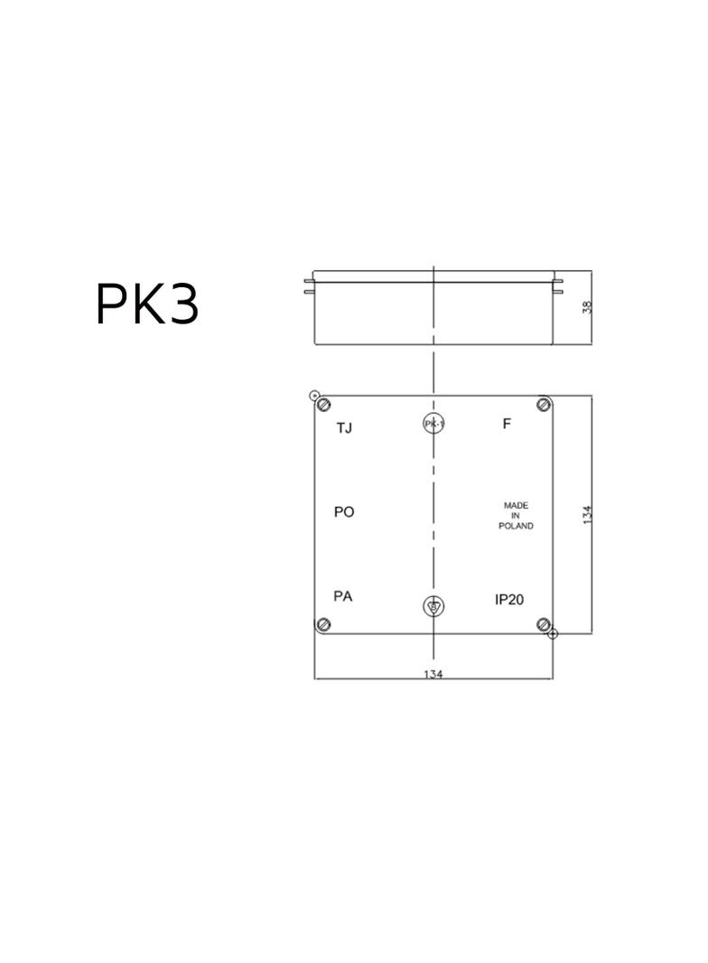PK3 ,  Puszka natynkowa niedławicowana IP 20 (125x125x35 mm), biały