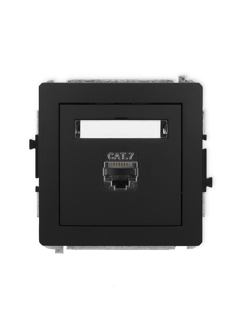 DECO Mechanizm gniazda komputerowego pojedynczego 1xRJ45, kat. 7, ekranowany, 8-stykowy czarny mat