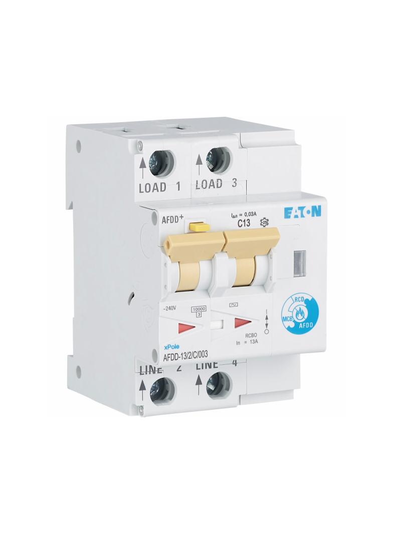 AFDD-13/2/C/003 Przeciwpożarowy detektor iskrzenia 10kA C13A 2P 30mA typ AC 187185 EATON