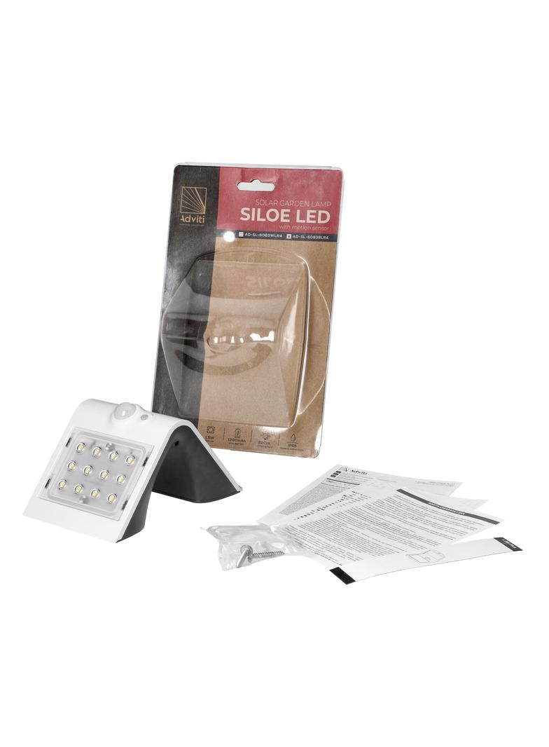SILOE LED 1,5W lampa solarna z czujnikiem ruchu 120st 190lm IP65 4000K 1200mAh podwójne źródło AD-SL