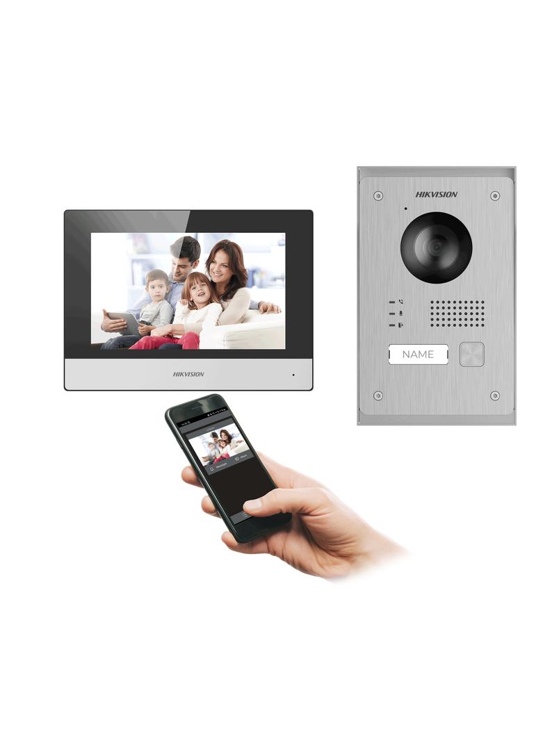 HIKVISION DS-KIS703Y-P zestaw wideodomofonowy jednorodzinny, 2-żyłowy, 7",WI-FI, Full HD, montaż nat