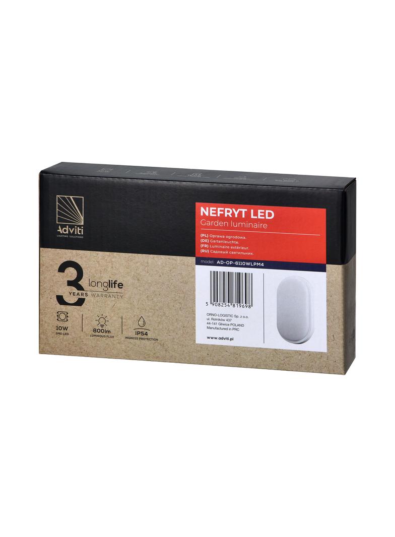 NEFRYT LED 10W, oprawa ogrodowa, 800lm, IP54, 4000K, biała AD-OP-6110WLPM4 ORNO