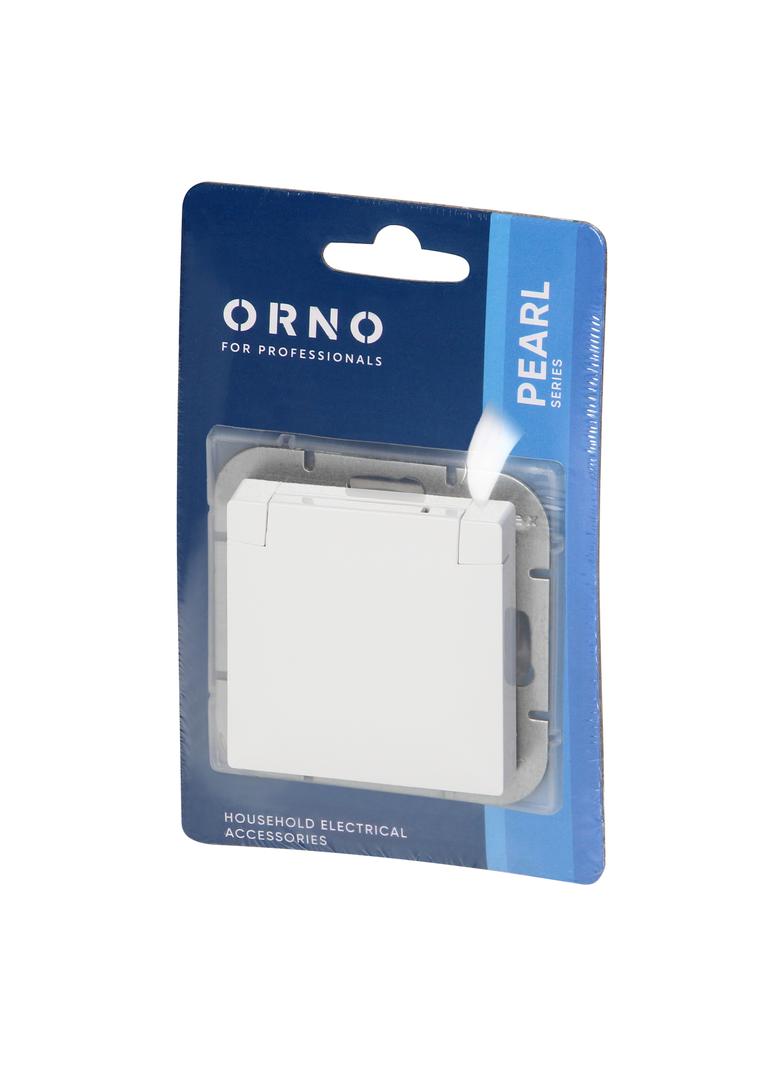 Gniazdo pojedyncze podtynkowe 2P+Z bryzgoszczelne z klapką Pearl, 16A, 250V, PT-16PH, biały