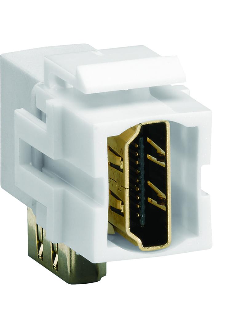 Moduł KEYSTONE gniazdo HDMI, przelotowe, wtyk kątowy 90°, biały