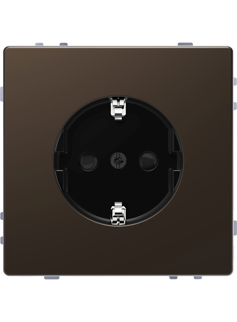 SCHUKO gniazdko elektryczne, przesłona, screwl. term., mocca metallic, System Design