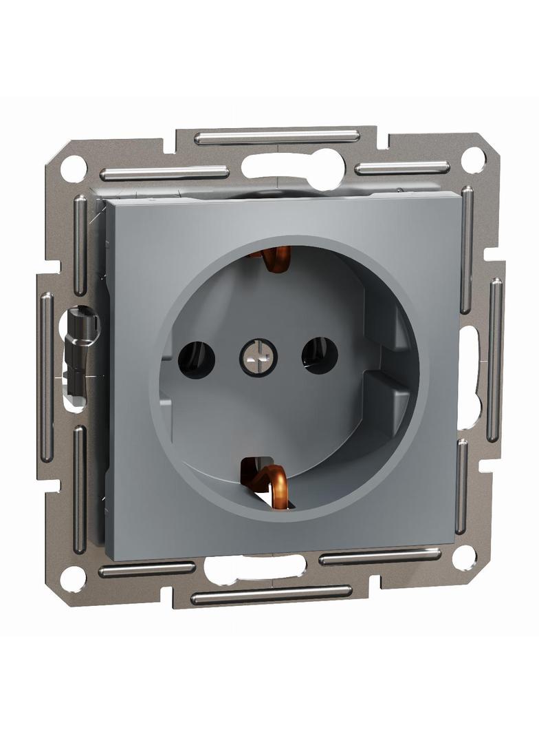 Asfora, gniazdo pojedyncze schuko, bez ramki, stal