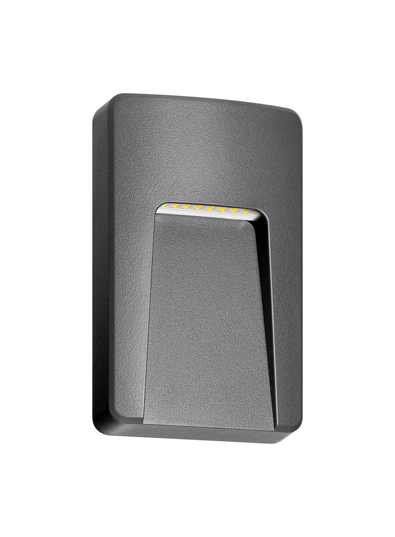 SLIGO LED 3W, lampa elewacyjna, 240lm, IP65, 4000K, prostokątna, szara