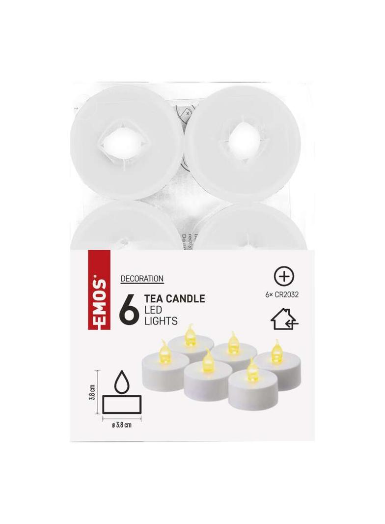 Świeczki tealight białe 6x CR2032, vintage, (kpl. 6 szt)