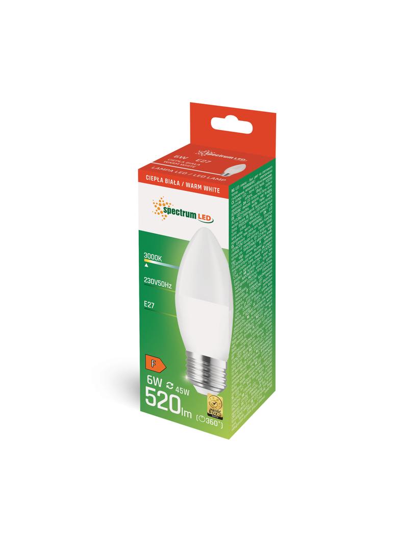 LED ŚWIECOWA E-27 230V 6W WW SPECTRUM