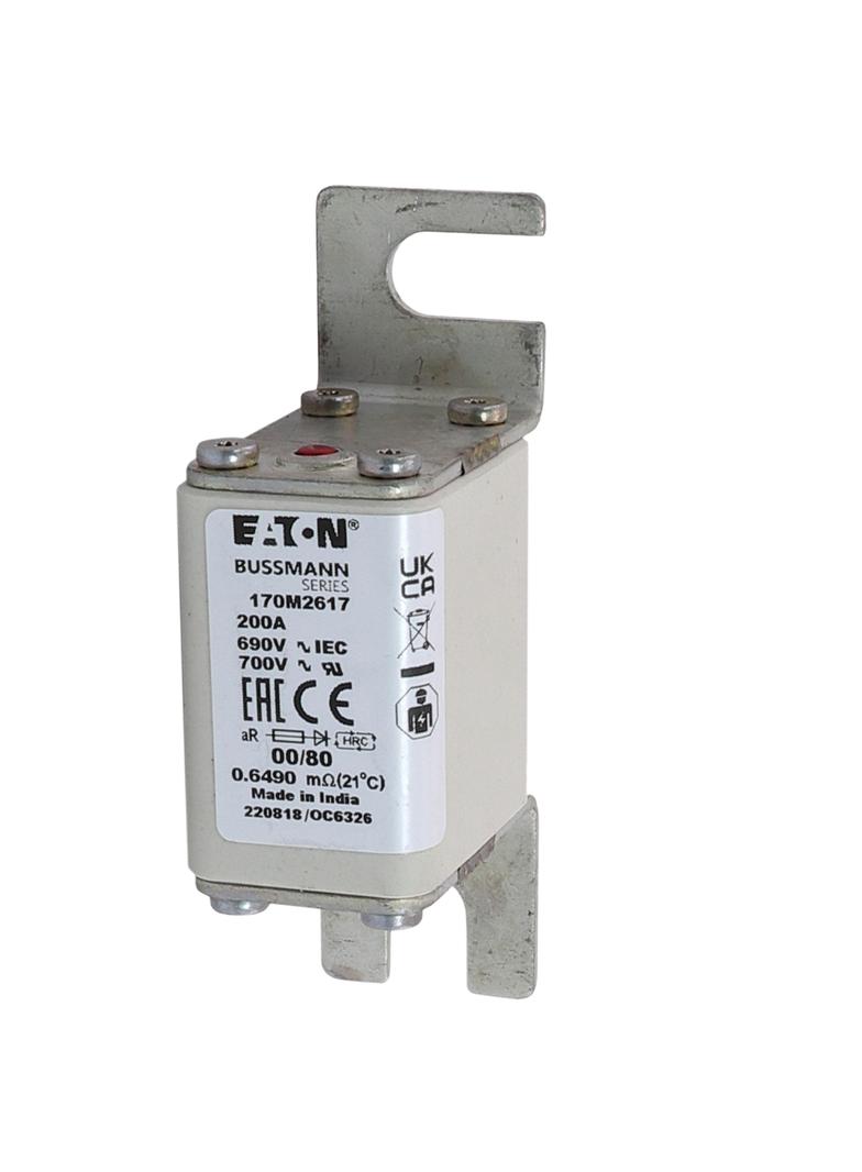 200A 690V aR 00/80 SQ. BODY IND. FUSE Wkładka szybka 200A AC 690V DIN 00 30x51x100 mm aR, 170M2617 E