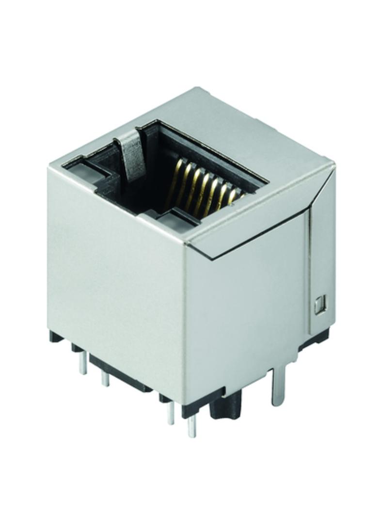 RJ45M R1V 3.3N4YG/YG TY Wtyk PCB złącza danych, Połączenie lutowane THT/THR, 1.27 mm, Liczba biegunów: 8, 180°, 3.2 mm, Złoto na niklu, czarny, Taca (montaż ręczny) /120szt./ 1534750000 WEIDMÜLLER