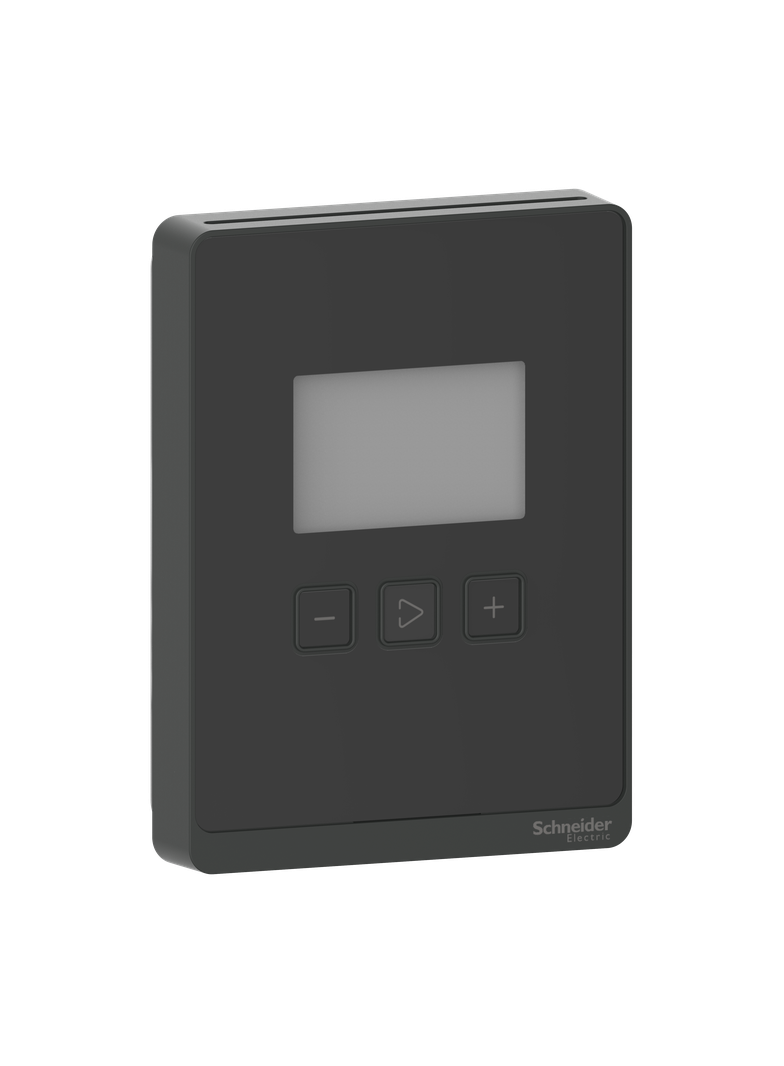 SLA zadajnik z czujnikiem temp+CO2/VOC wyświetlacz LCD i przyciski 0-10V/4-20mA czarny SLABLCVX Schneider