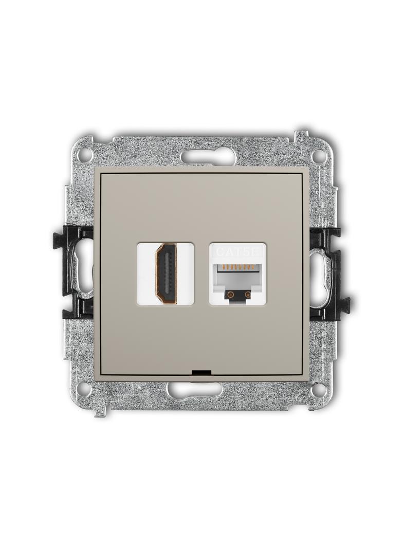 ICON Mechanizm gniazda pojedynczego HDMI 2.0, 4K + gniazda komp. poj. 1xRJ45, kat. 5e, 8-stykowy, be