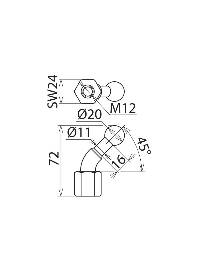 Punkt mocowania kulowy fi 20 mm kątowy 45 st.