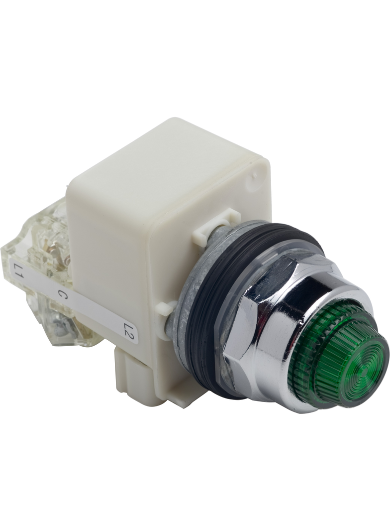 Harmony 9001K Przycisk do testu O30 zielony samopowrotny LED 120V 1NO metalowy ośmiokątny