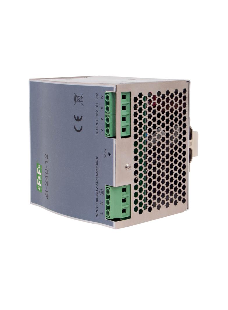 Zasilacz impulsowy przemysłowy nap. wej. 90-264V AC/120-370V DC P=240W nap. Wyj. 12V DC ZI-240-12V F&F