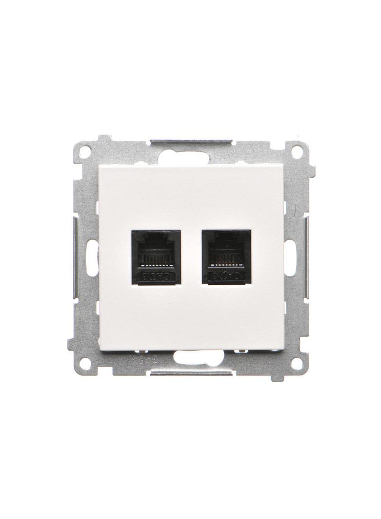 Simon 55 Gniazdo telefoniczne podwójne RJ12 Biały mat