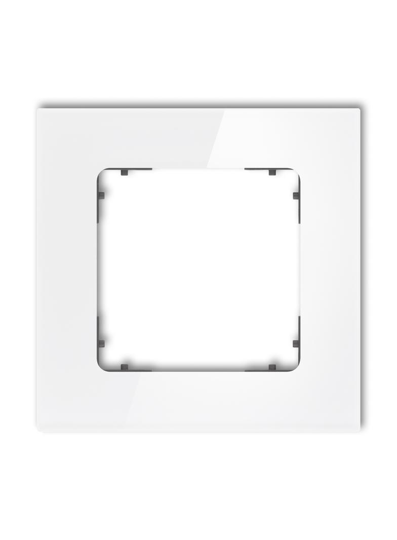 ICON Ramka uniwersalna pojedyncza kwadratowa - efekt szkła (ramka: biała; spód: grafitowy mat) biały