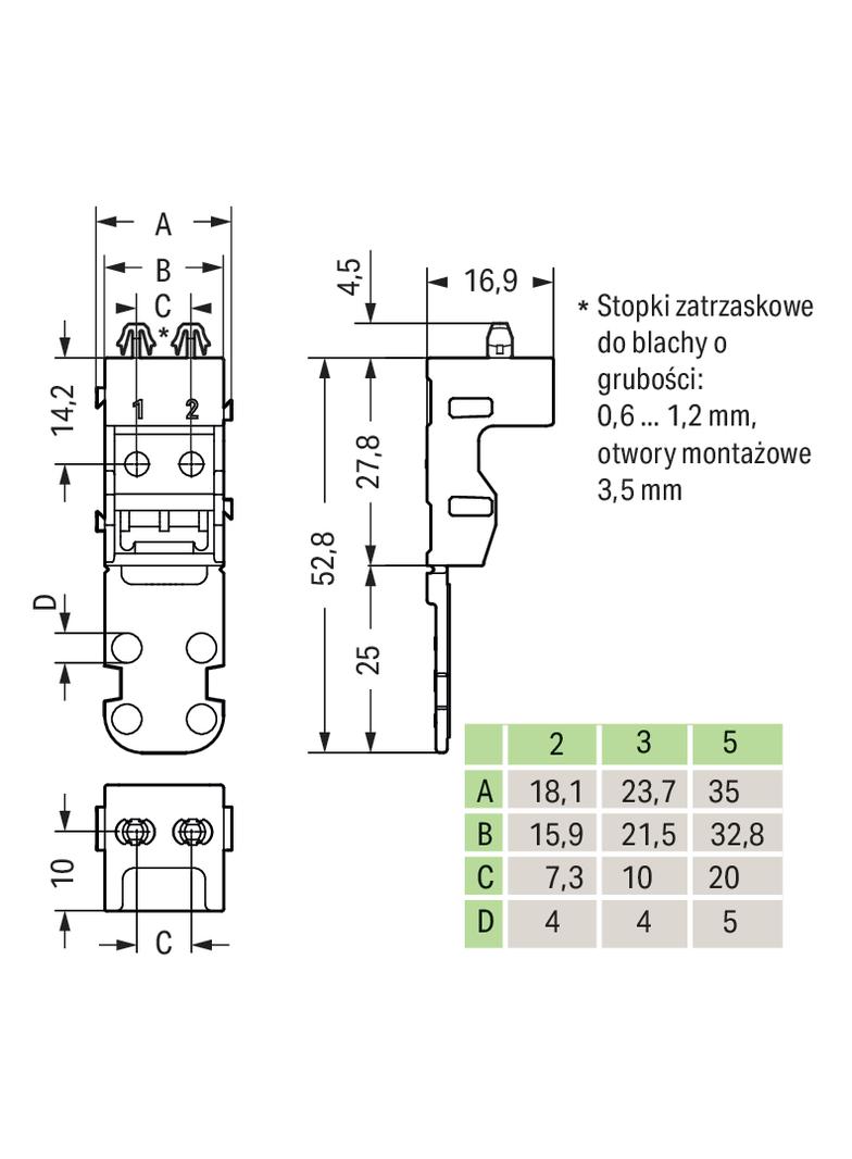 ADAPTER MONTAŻOWY /10szt./ WAGO