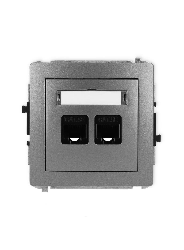 DECO Mechanizm gniazda komputerowego podwójnego 2xRJ45, kat. 5e, 8-stykowy grafitowy