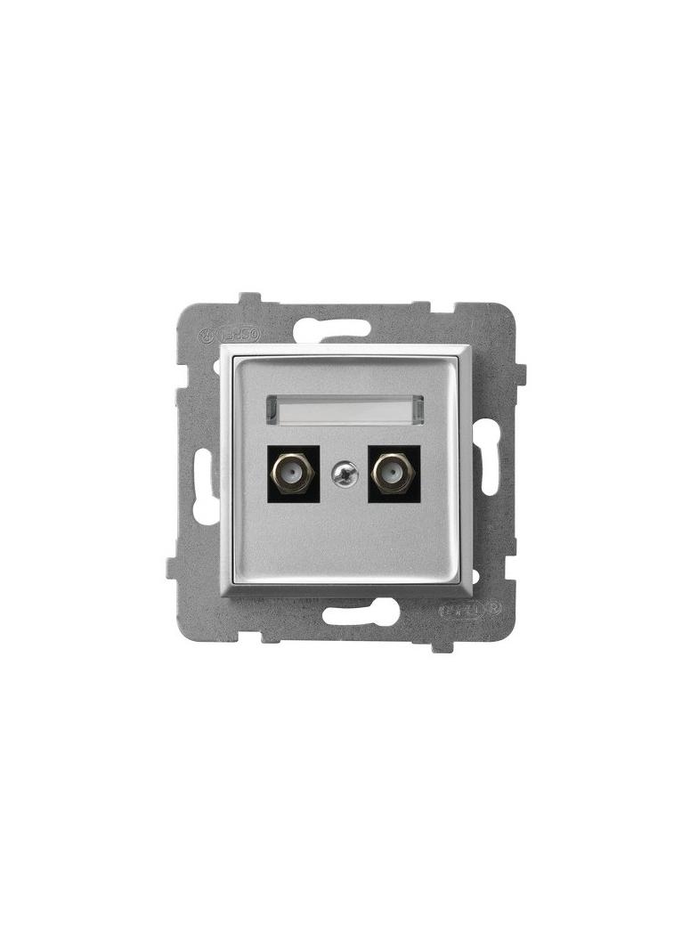 ARIA Gniazdo antenowe typu F podwójne - kolor srebro