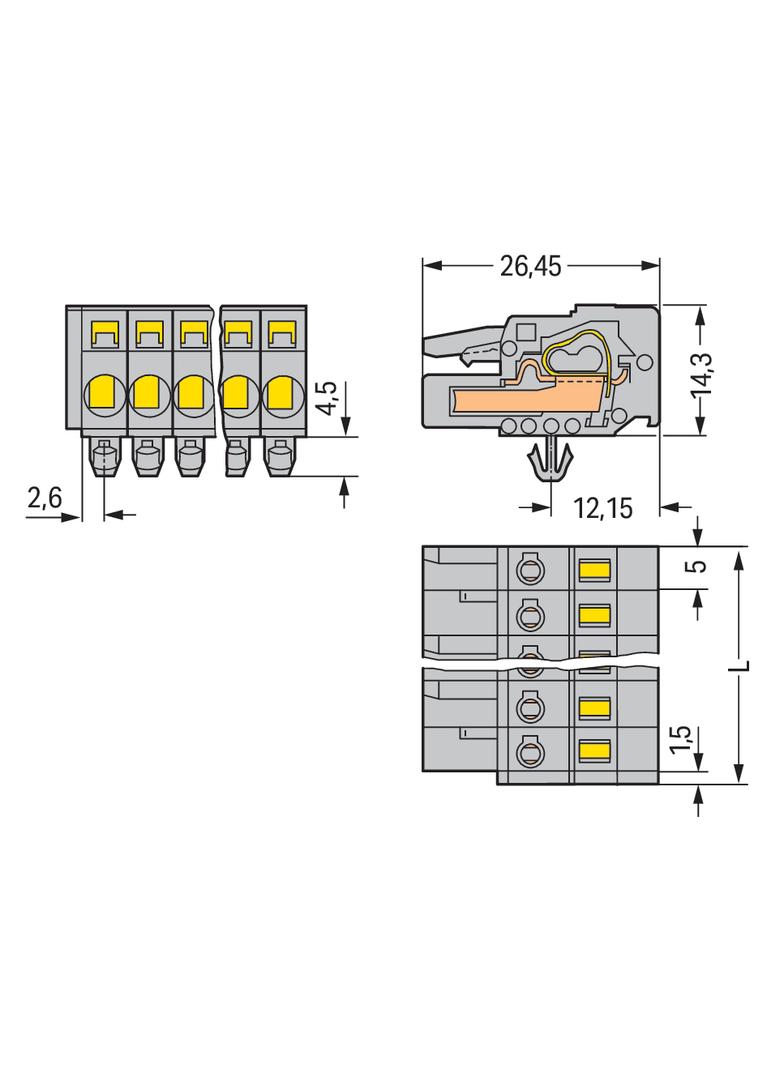 Gniazdo MCS‑MIDI Classic 7‑biegunowe szare raster 5mm 231‑107/008‑000 /25szt./ WAGO