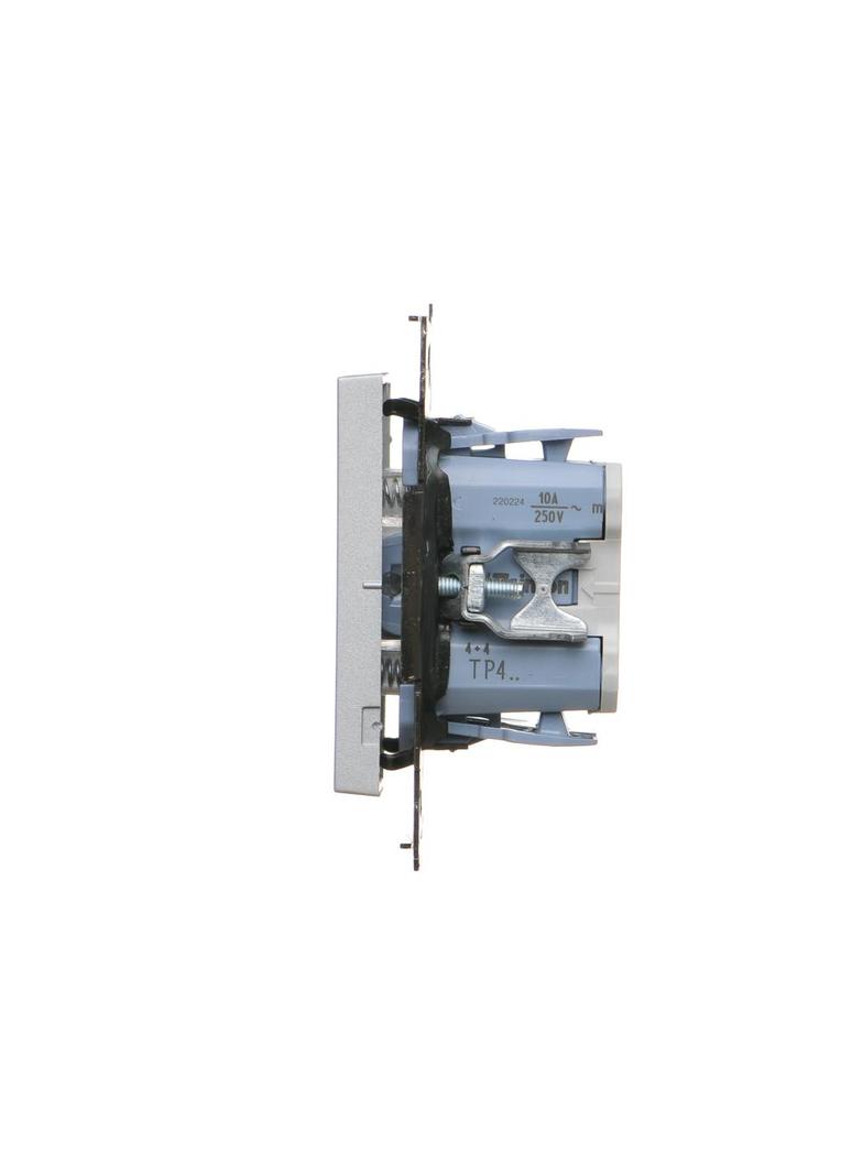 Simon 55 Przycisk zwierny poczwórny 10 AXm 250V szybkozłączka Aluminium mat TP4.01/143 KONTAKT