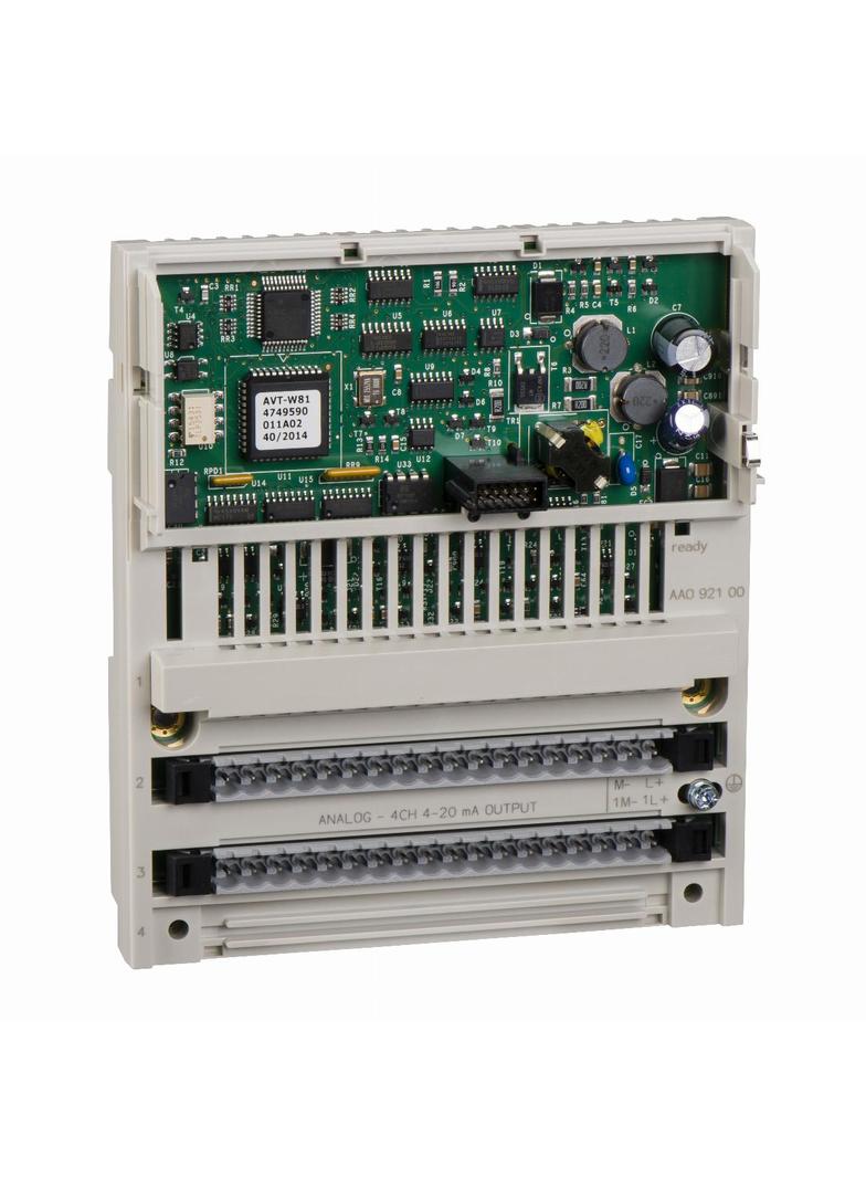 Modicon Momentum, podstawa wyjść analogowych, 4 wyjścia, 0..20 mA