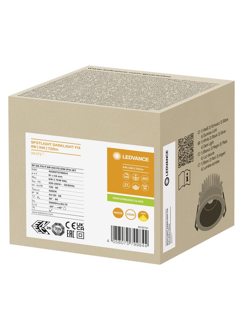 Oprawa SP DARKLIGHT FIX P 8W 940 PS DIM IP44 WT