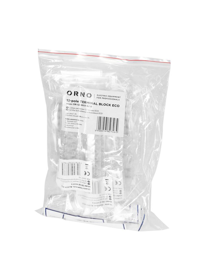 Listwa zaciskowa 12-torowa ECO max.6mm2,PE 10 szt. OR-SZ-8019/6/10 ORNO