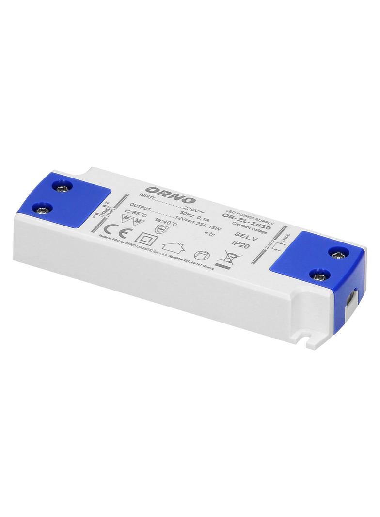 Zasilacz płaski do LED 12VDC 15W IP20 wysokość 16,5mm OR-ZL-1650 ORNO