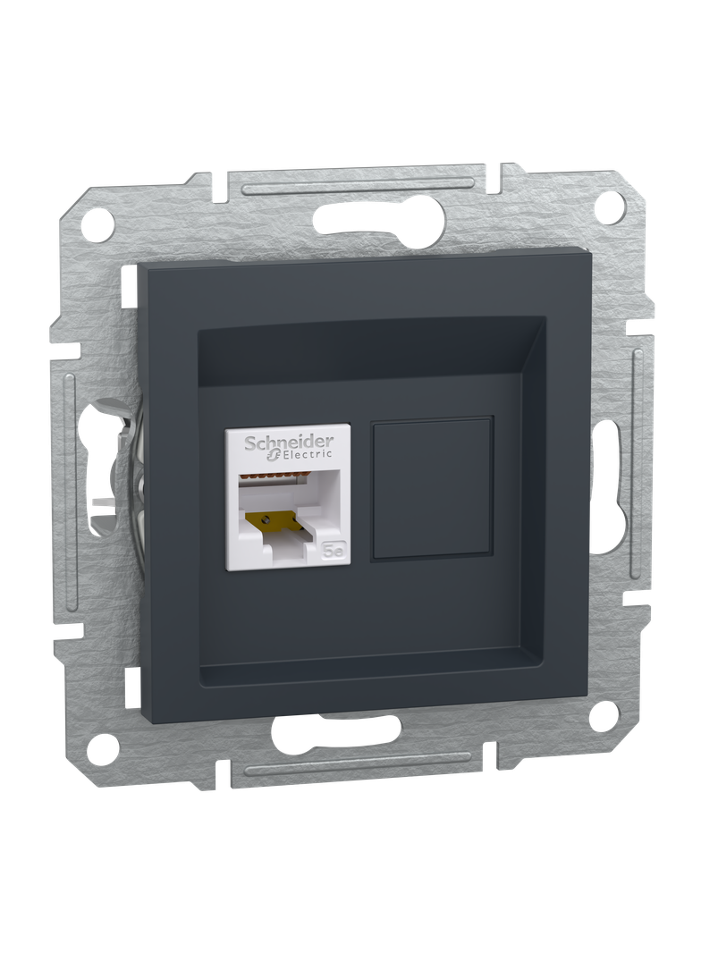 Asfora, gniazdo komputerowe RJ45 kat.5e, UTP, bez ramki, antracyt