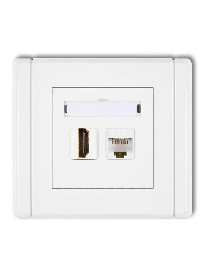 FLEXI Gniazdo pojedyncze HDMI 2.0 + gniazdo komp. poj. 1xRJ45, kat. 5e, 8-stykowe biały