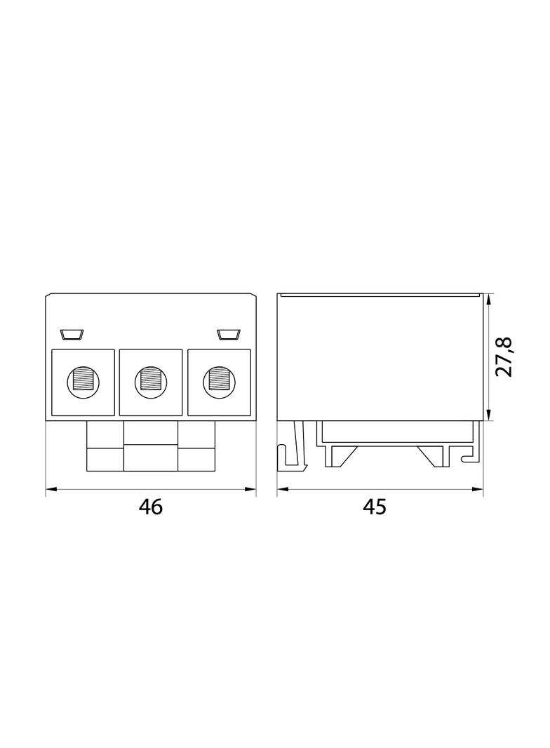 Złączka przelotowa gwintowana na szynę AL/CU 120A 3x(2,5-35)mm2 WLZ35/3x35/Z-ielona 48.337 OPATÓWEK