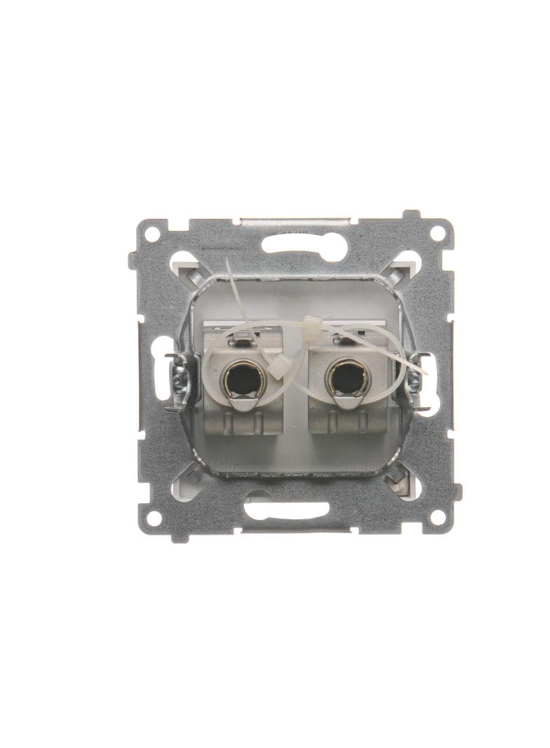 Simon 54 Gniazdo komputerowe podwójne RJ45 kategoria 6 ekranowane z przesłoną przeciwkurzową srebrny