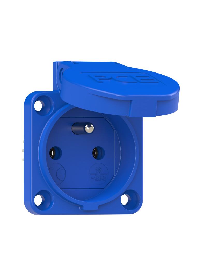 GNIAZDO WTYCZKOWE TABLICOWE 230V Z  BOLCEM  Niebieskie, bezśrubowe podłączenie IP54