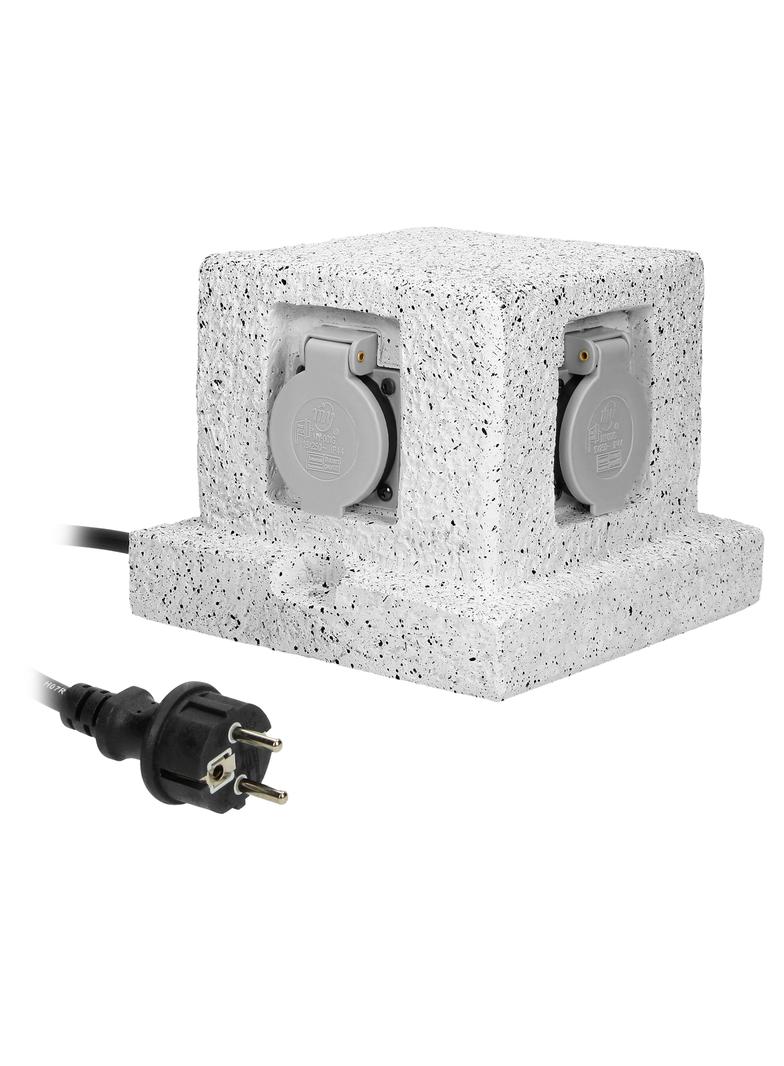 Gniazdo ogrodowe SŁUPEK 4x2P+Z (schuko) kabel gumowy H07RN-F 3x1,5mm2 3m OR-AE-13186(GS) ORNO