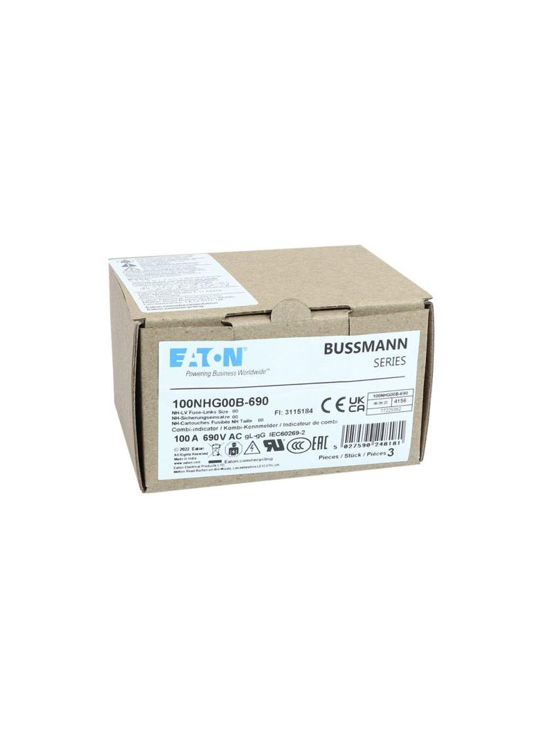NH FUSE 100AMP 690V gG SIZE 00 Wkładka NH00 100A 690V GL/GG podwójny wskaźnik 100NHG00B-690 EATON