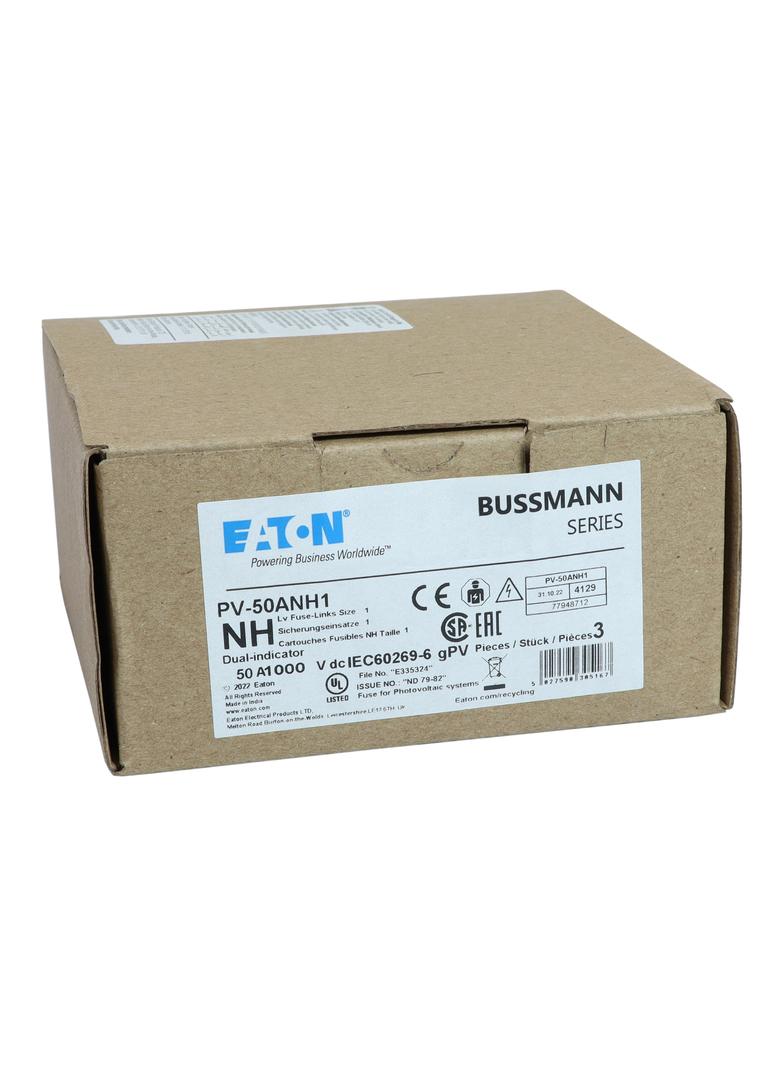 PV-50ANH1 Wkładka PV NH 50A 1000V DC PV rozmiar 1 podwójny wskaźnik PV-50ANH1 EATON