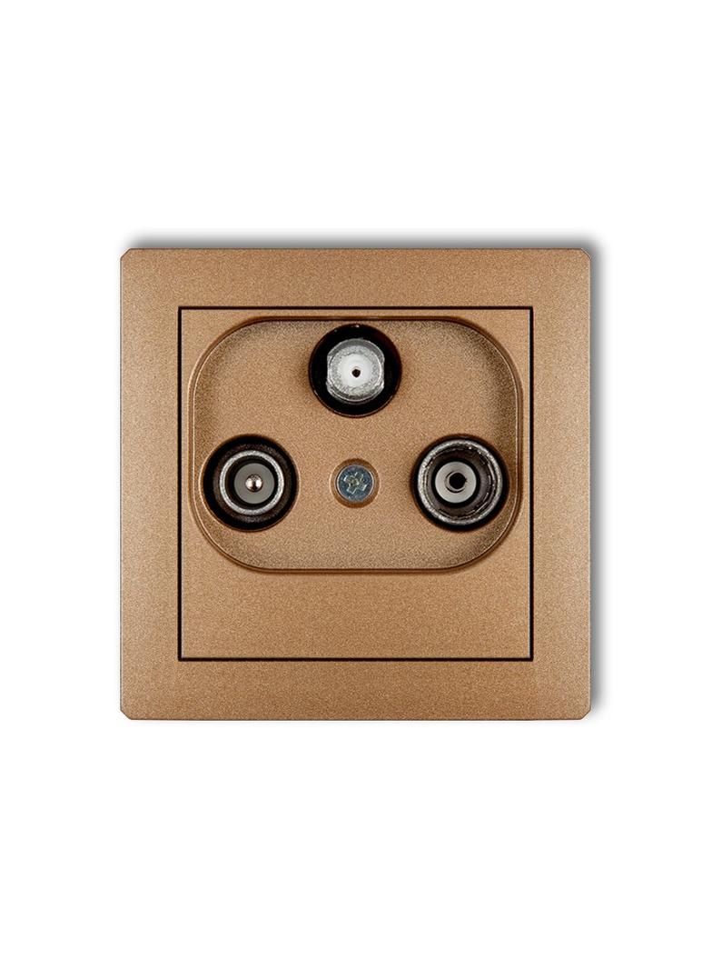 DECO Mechanizm gniazda abonenckiego RTV-SAT końcowego (2 wejścia antenowe) złoty metalik