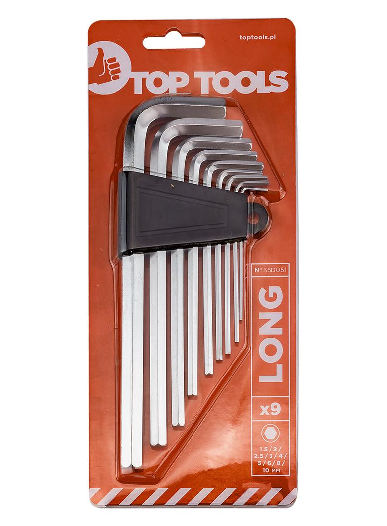 Klucze sześciokątne 1.5-10 mm (długie), zestaw 9 szt.