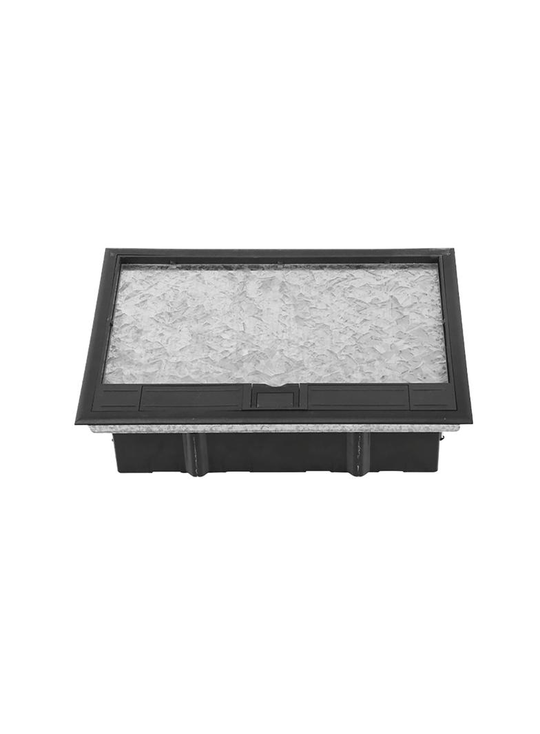 Puszka podłogowa na gniazda modułowe 8 x 45x45mm lub 16 x 22,5x45mm, pokrywa: materiał własny, czarn
