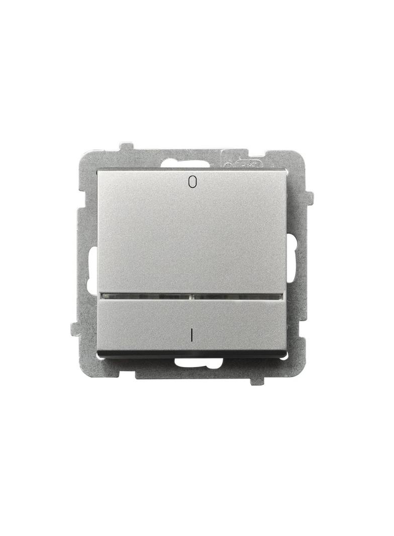 SONATA Łącznik dwubiegunowy z podświetleniem niebieskim - kolor srebro mat