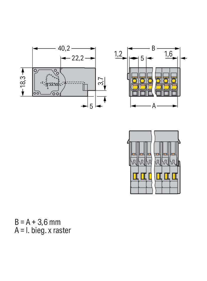 X-COM wtyk 10-biegunowy szary raster 5 mm /25szt./ WAGO