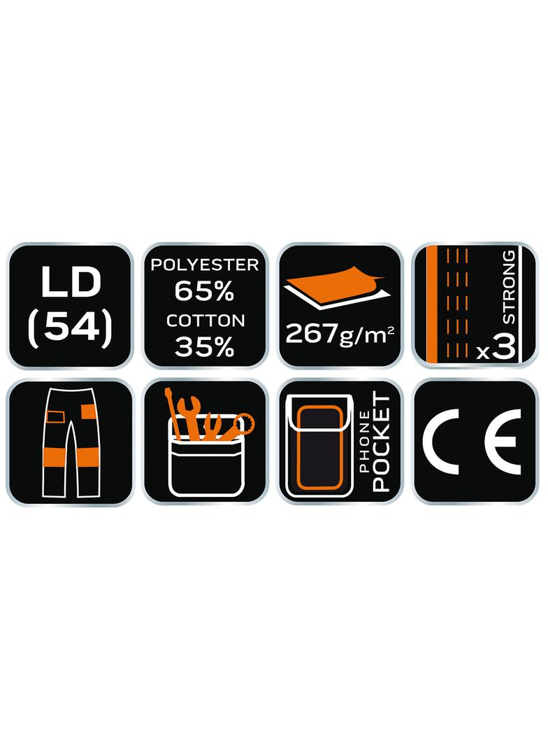 Spodnie robocze, białe, rozmiar LD/54