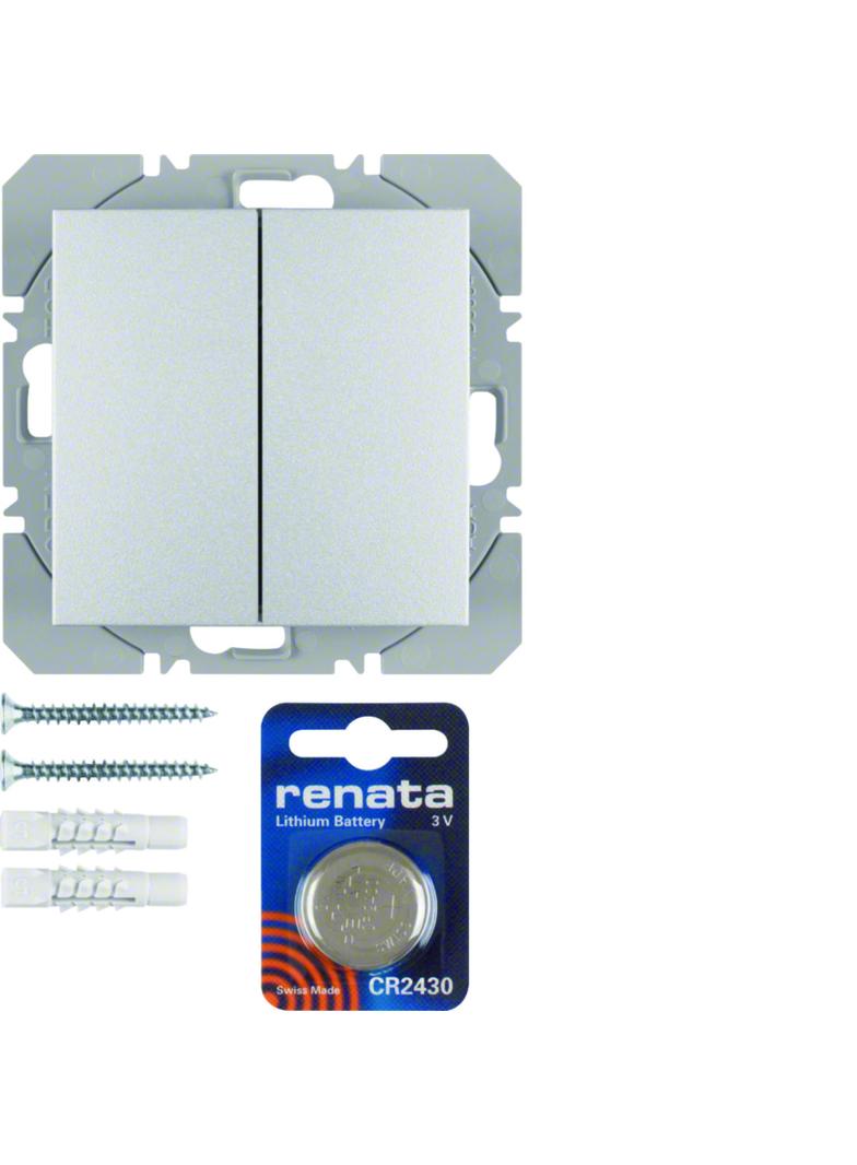 BERKER B.Kwadrat/B.7 KNX RF quicklink Przycisk podwójny płaski aluminium 85656283 HAGER