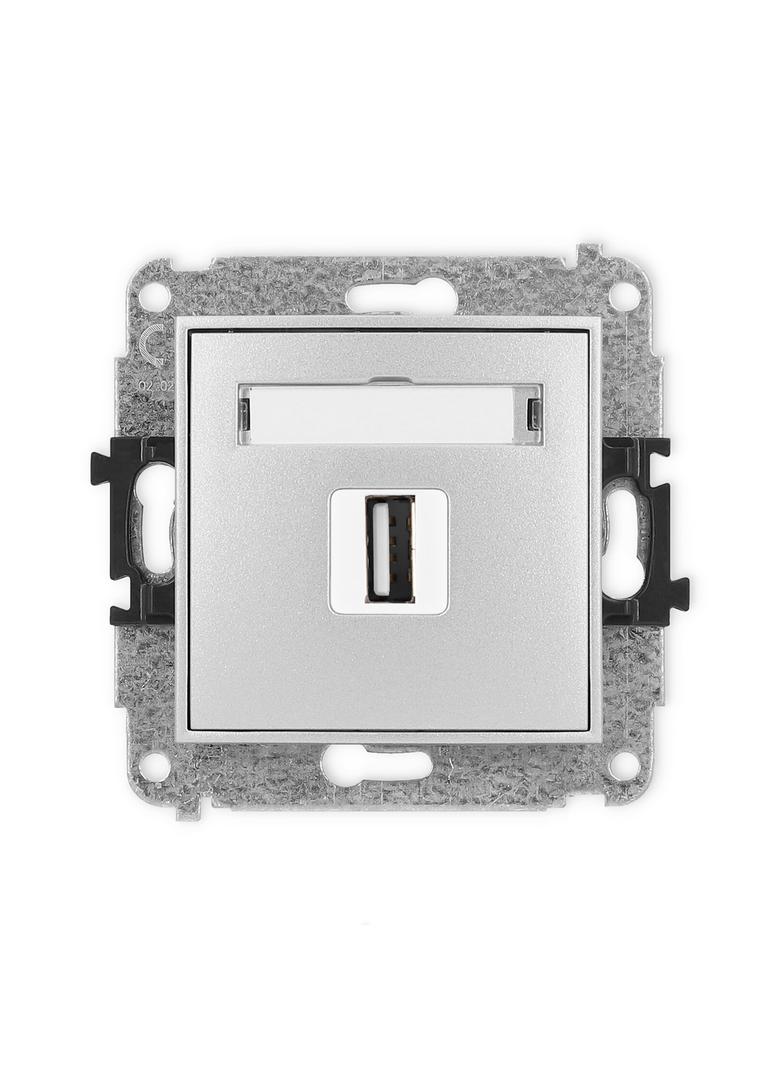 ICON Gniazdo pojedyncze USB A-A 2.0 srebrny metalik 7IGUSB-1 KARLIK