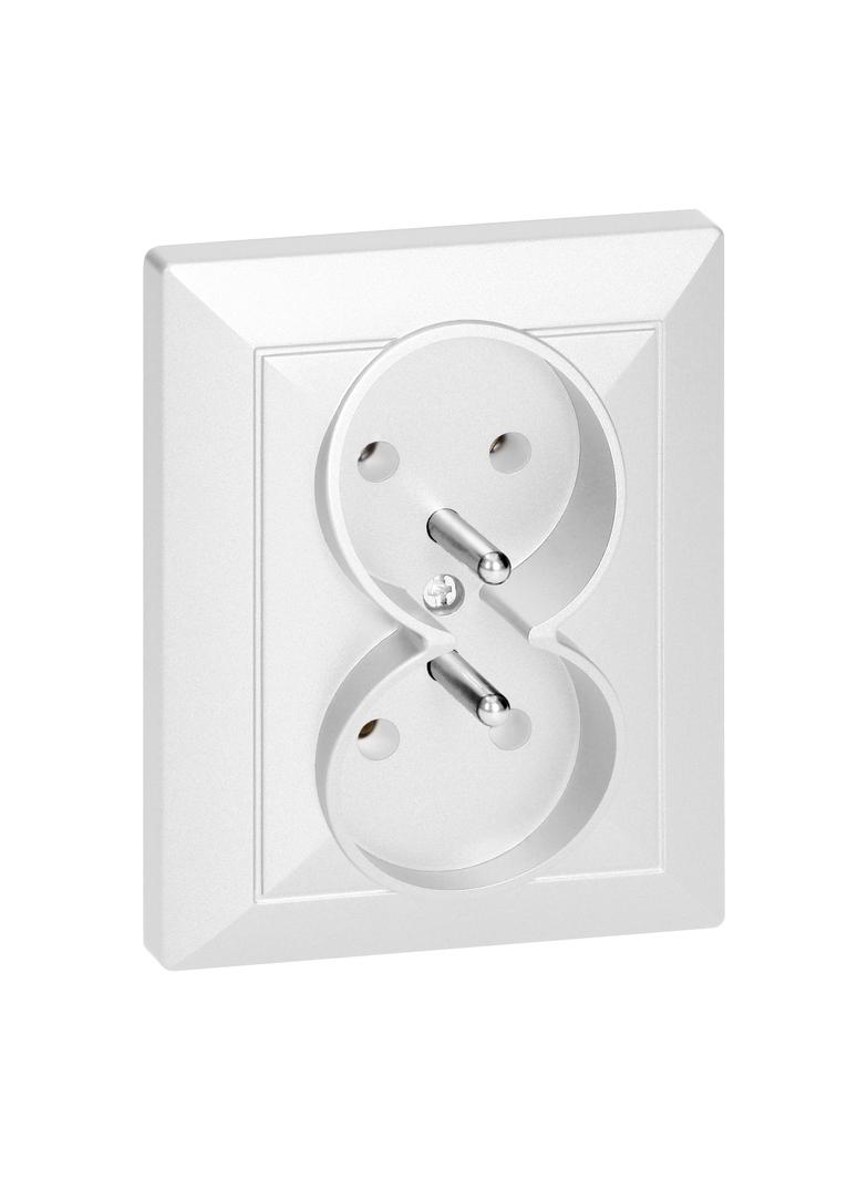 Gniazdo podwójne podtynkowe 2x2P+Z Pearl, 16A, 250V, PT-6 P, biały