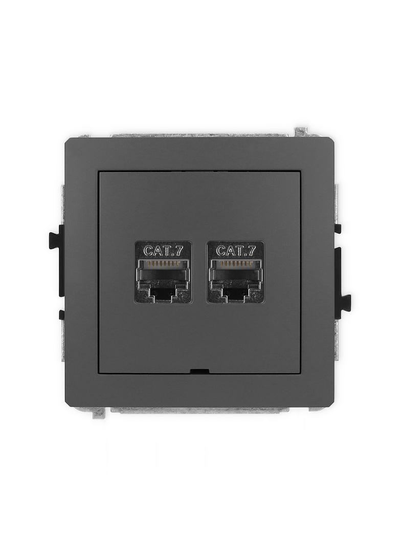 DECO Mechanizm gniazda komputerowego podwójnego 2xRJ45, kat. 7, ekranowany, 8-stykowy, bez pola opis