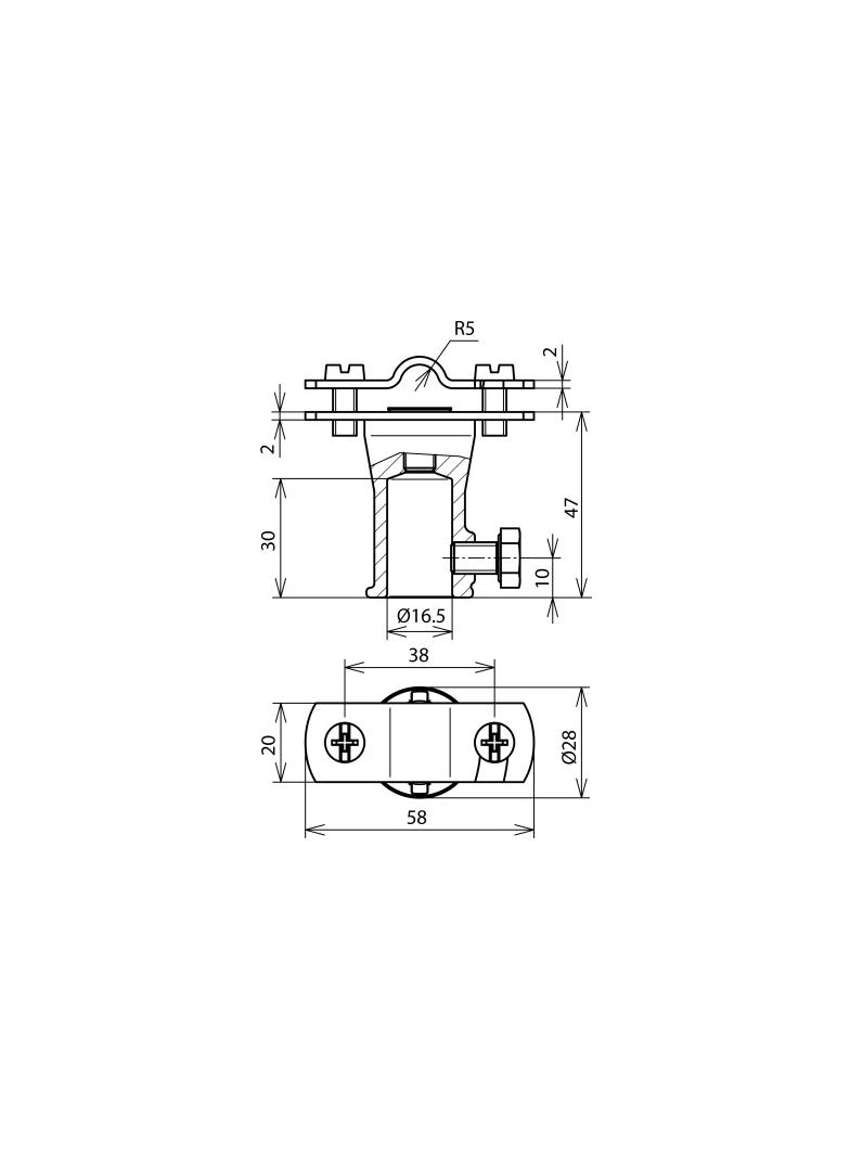 Wspornik do drutu 7-10 mm, do DEHNiso, z gniazdem, ze śrubą M8x30 mm